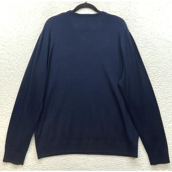 GAP Sweater Mens Extra Large Blue Merino Wool Pullover V Neck Long Sleeve Preppy - Picture 2 of 9